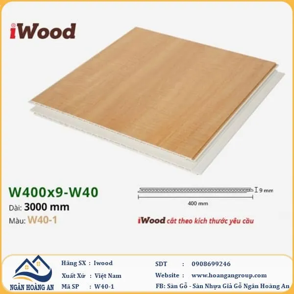 Tấm Nhựa Ốp Tường Ốp Trần Nano Giả Gỗ Iwood W40-1